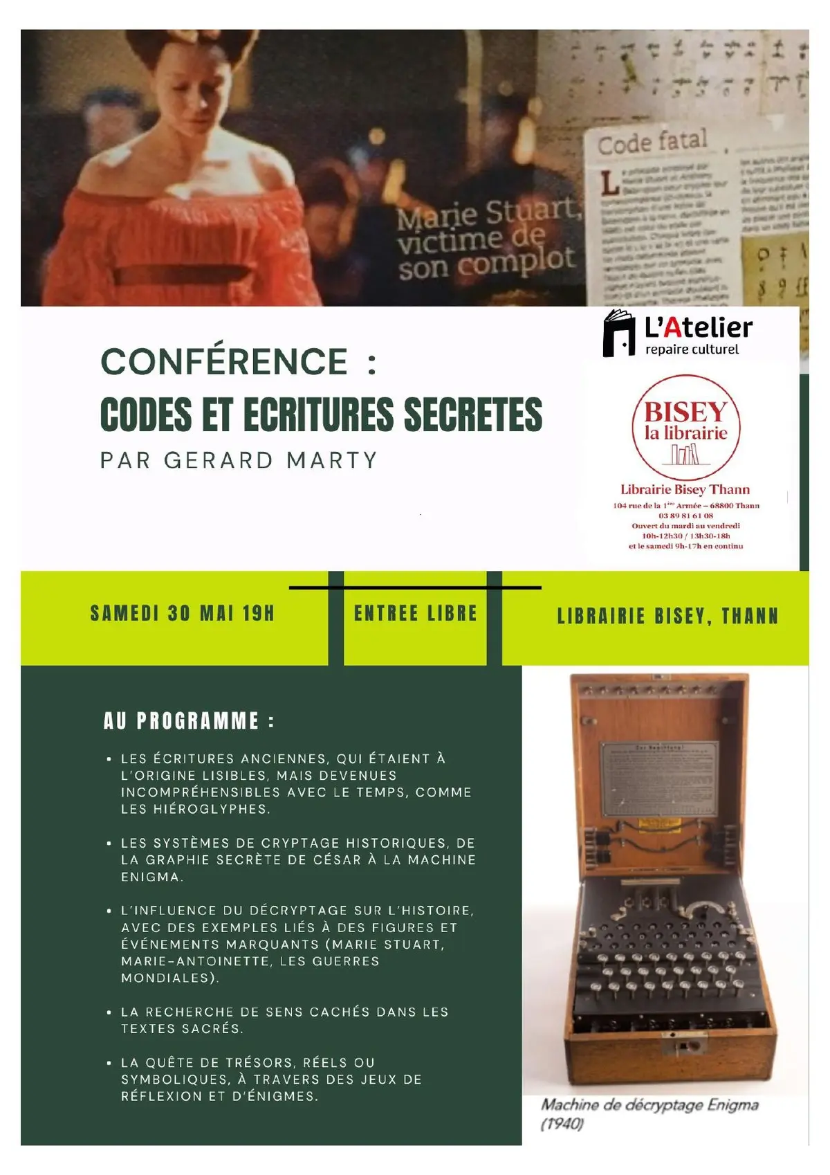 Festival A l'ombre des feuilles - Conférence Codes et écritures secrètes 