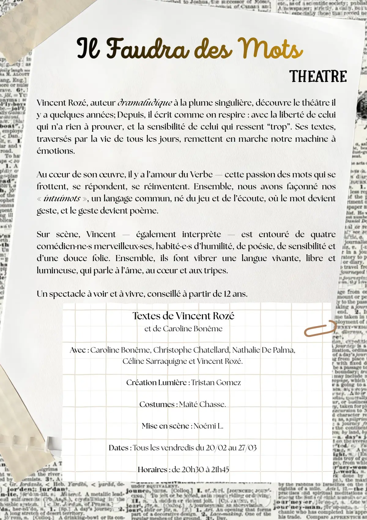 Il Faudra des Mots de Vincent Rozé