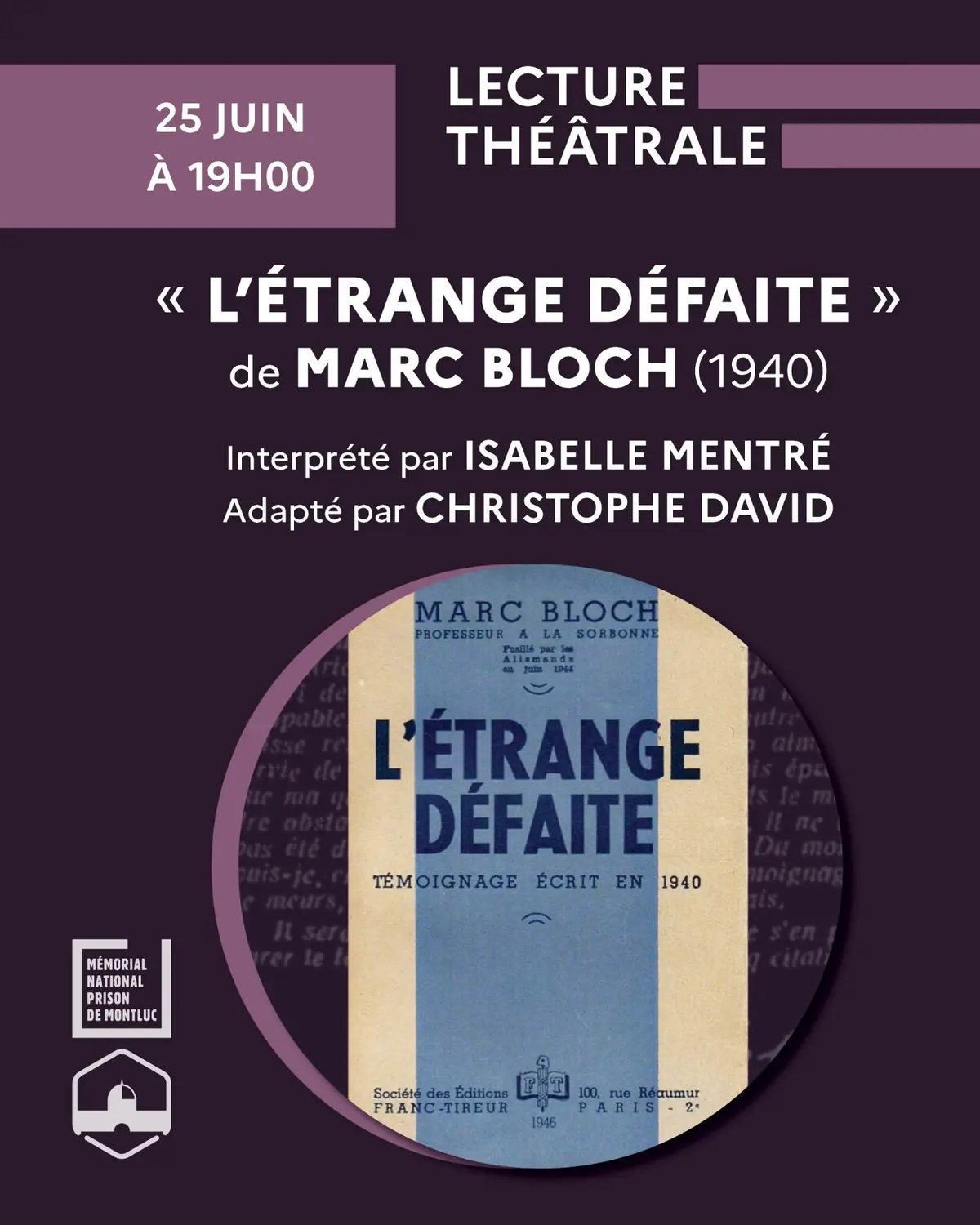 Lecture théâtralisée de « L'Étrange défaite » de Marc Bloch