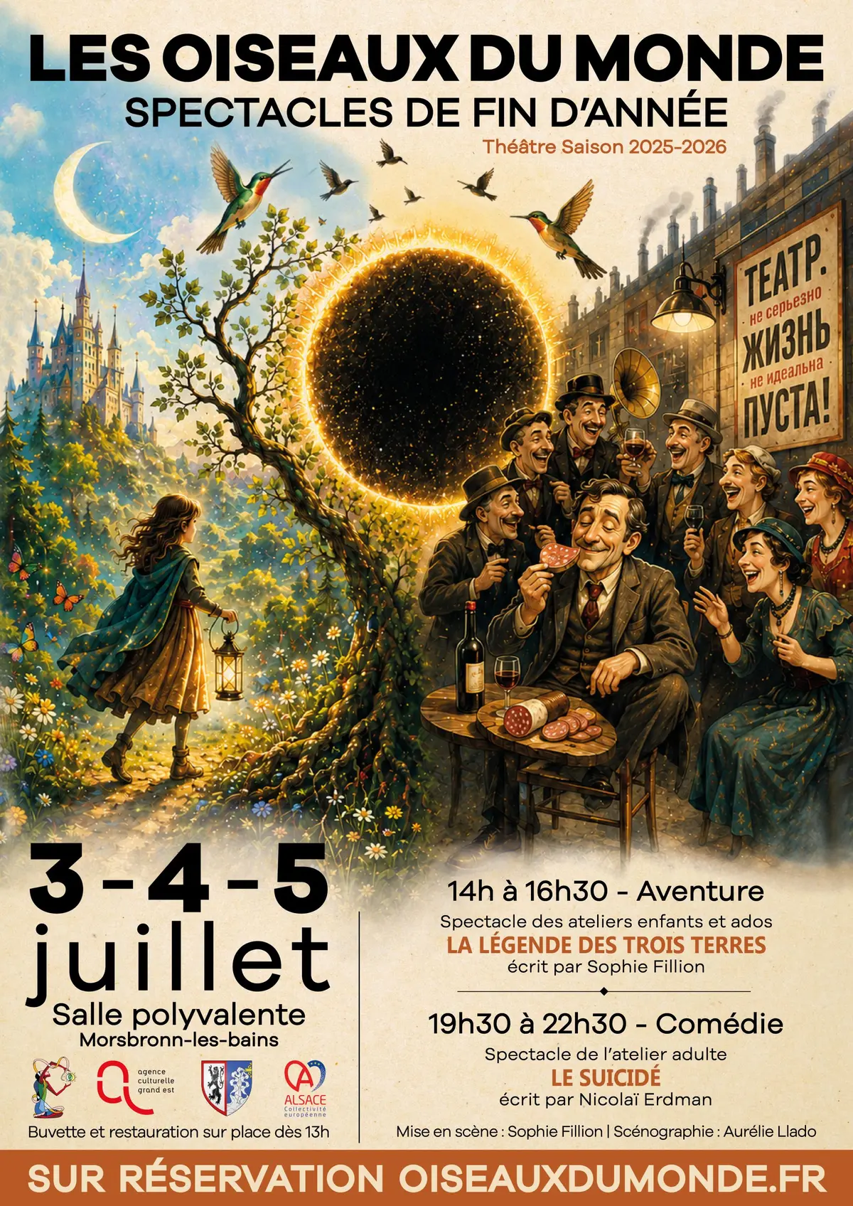 Théâtre : deux spectacles des Oiseaux du Monde à Morsbronn-les-Bains en juillet!