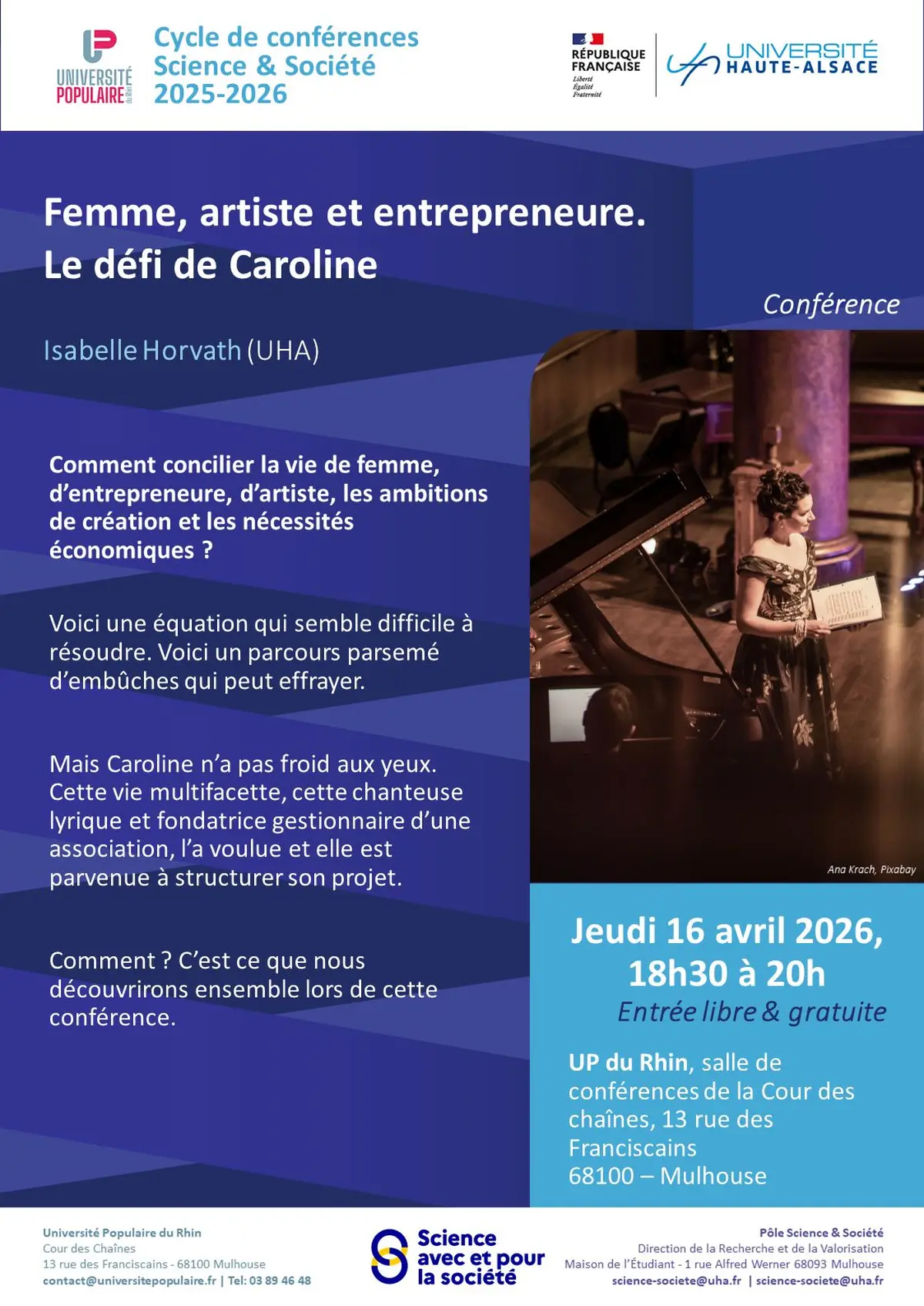 Conférence Science et Société - Être femme, artiste et entrepreneure : un défi