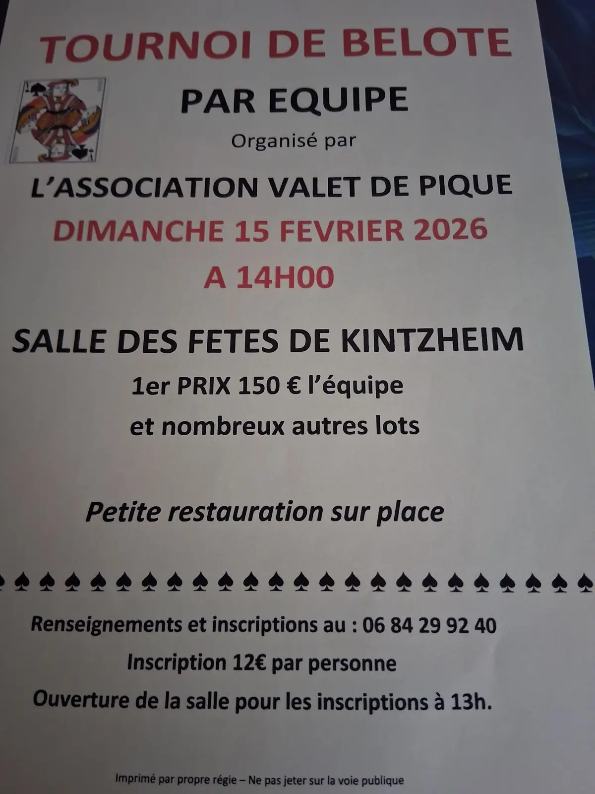 Tournoi de belote par équipe