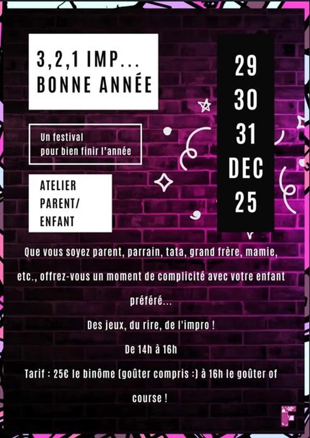 3,2,1 Bonne année : ateliers parents/enfants