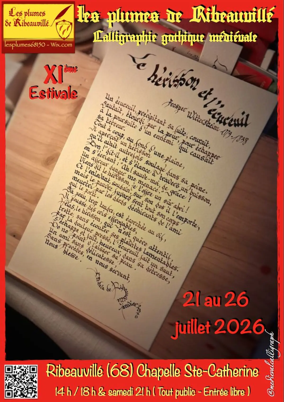 11° Estivale de la calligraphie gothique médiévale - Les plumes de Ribeauvillé