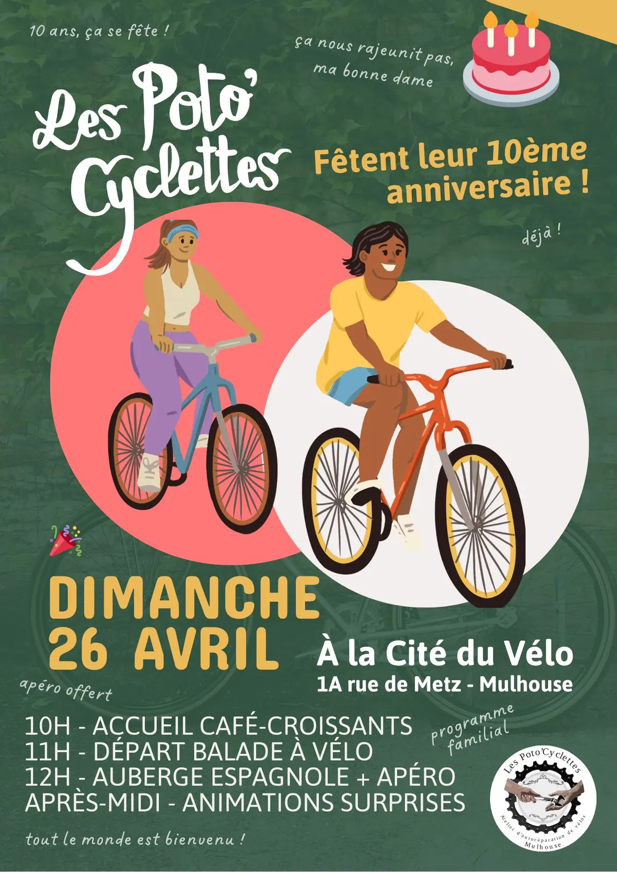 Les Poto'Cyclettes fêtent leurs 10 ans ! Balade à vélo et animations familiales