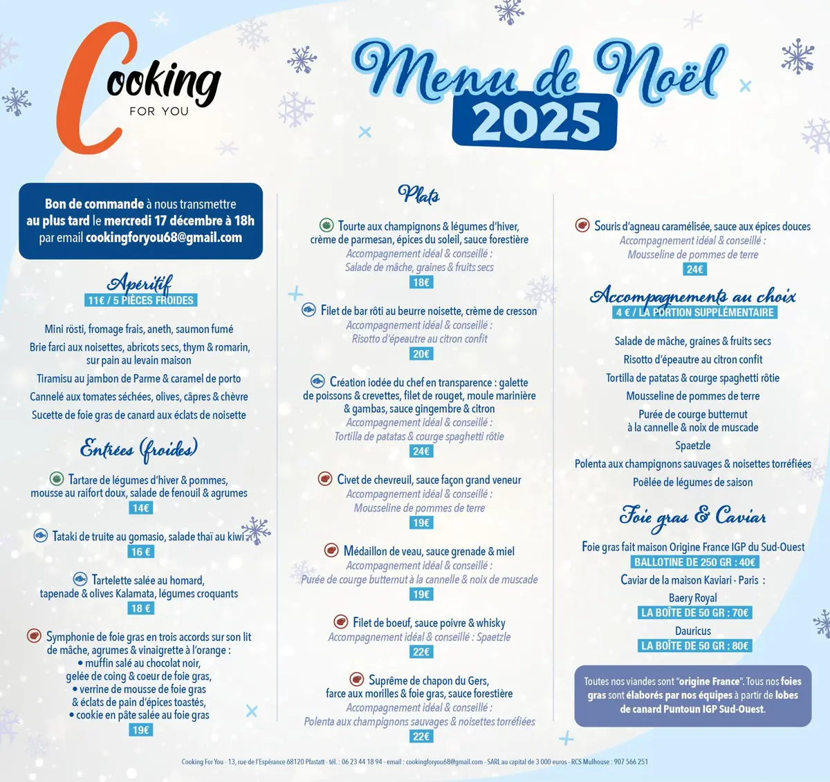 Menu de Noël 2025