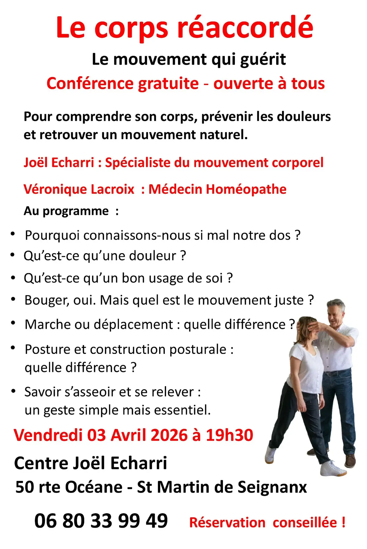 Conférence gratuite Le mouvement qui guérit  le 03 avril 2026