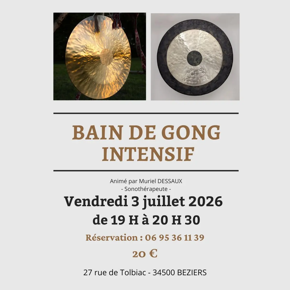 Bain de gong Intensif à Béziers
