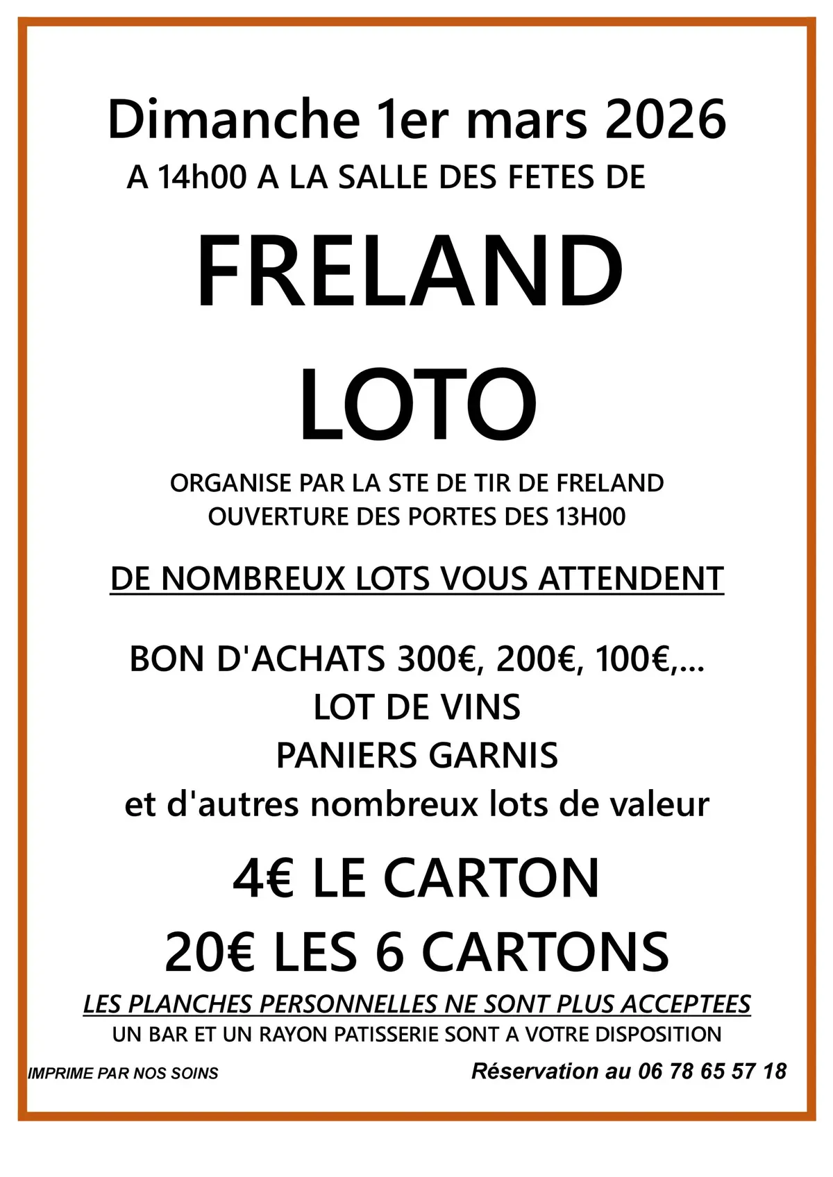 Loto de la Sté de Tir de Fréland