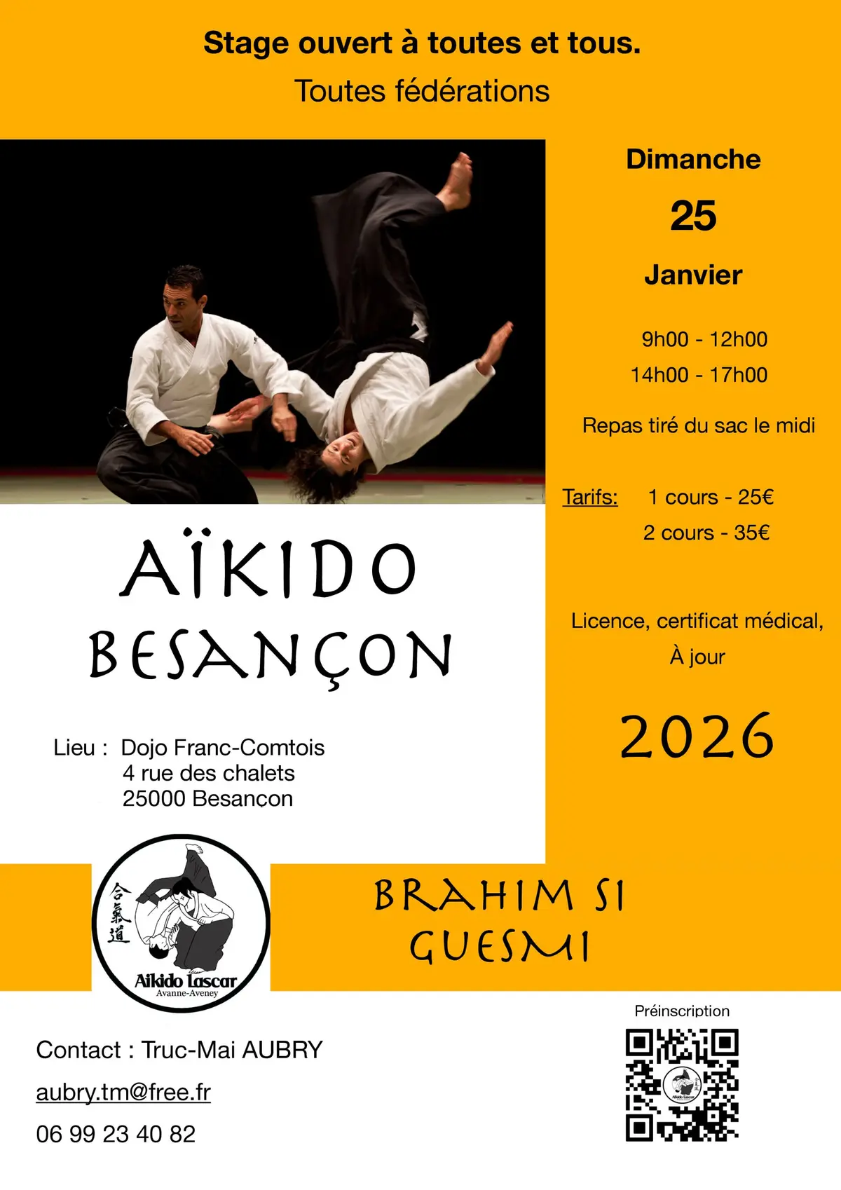 Stage d’Aikido Besançon 25 janvier 26
