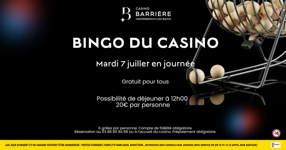 Bingo 7 juillet à midi au Casino Barrière Niederbronn-les-Bains