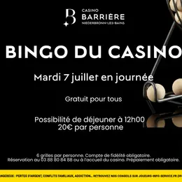 Bingo 7 juillet à midi au Casino Barrière Niederbronn-les-Bains