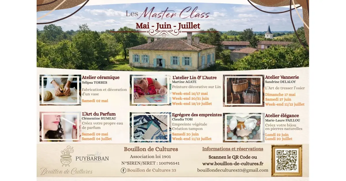 Ateliers Master Class au château de Puybarban - : date, horaires, tarifs