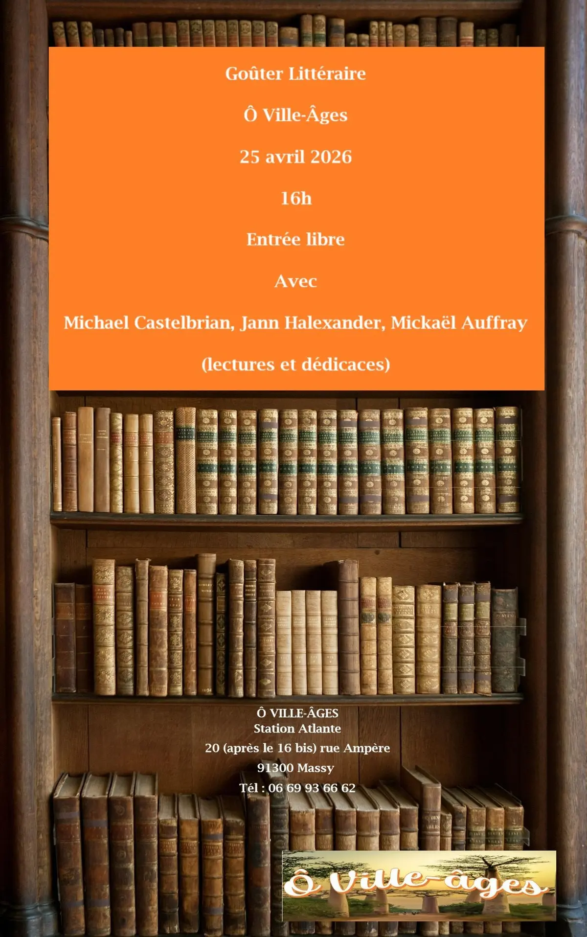 Goûter littéraire avec 3 auteurs, 25 avril 2026, Massy