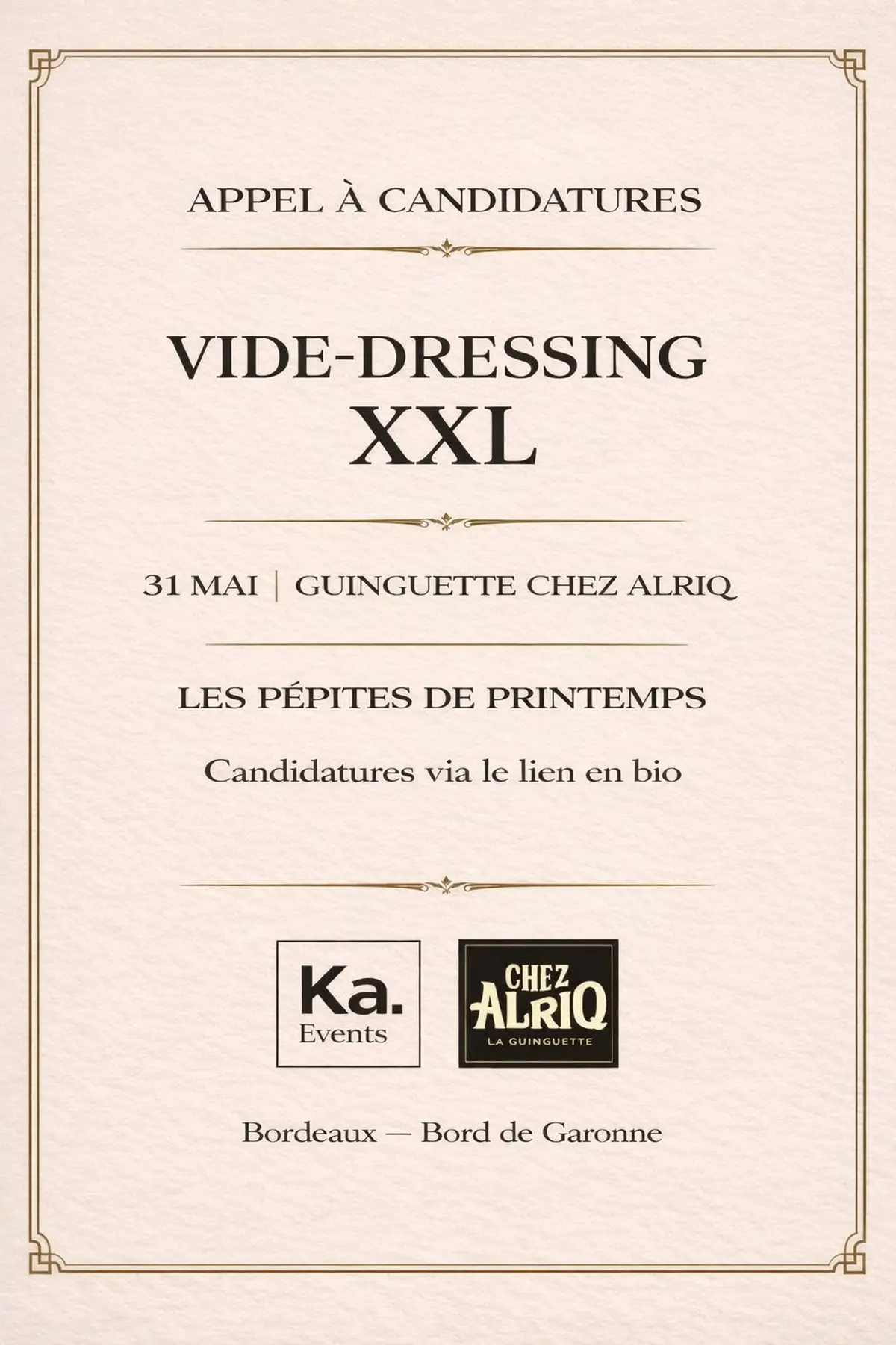 Vide-Dressing Bordeaux — Les Pépites de Printemps (31 mai)