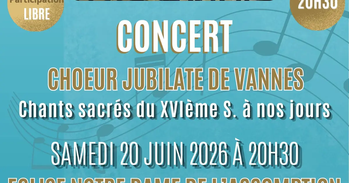 Concert Choeur Jubilate de Vannes, Chants Sacrés du XVIè siècle à nos jours