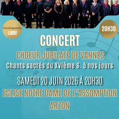 Concert Choeur Jubilate de Vannes, Chants Sacrés du XVIè siècle à nos jours