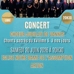Concert Choeur Jubilate de Vannes, Chants Sacrés du XVIè siècle à nos jours