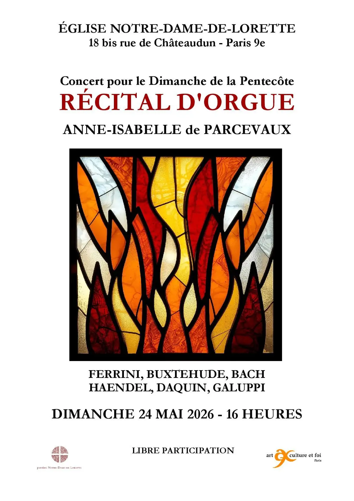 Récital d'orgue d'Anne-Isabelle de Parcevaux pour la Pentecôte