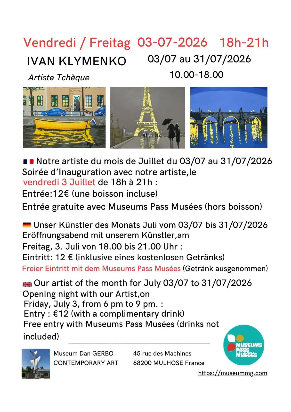 Exposition temporaire & Soirée d'Inauguration d'Ivan Klymenko
