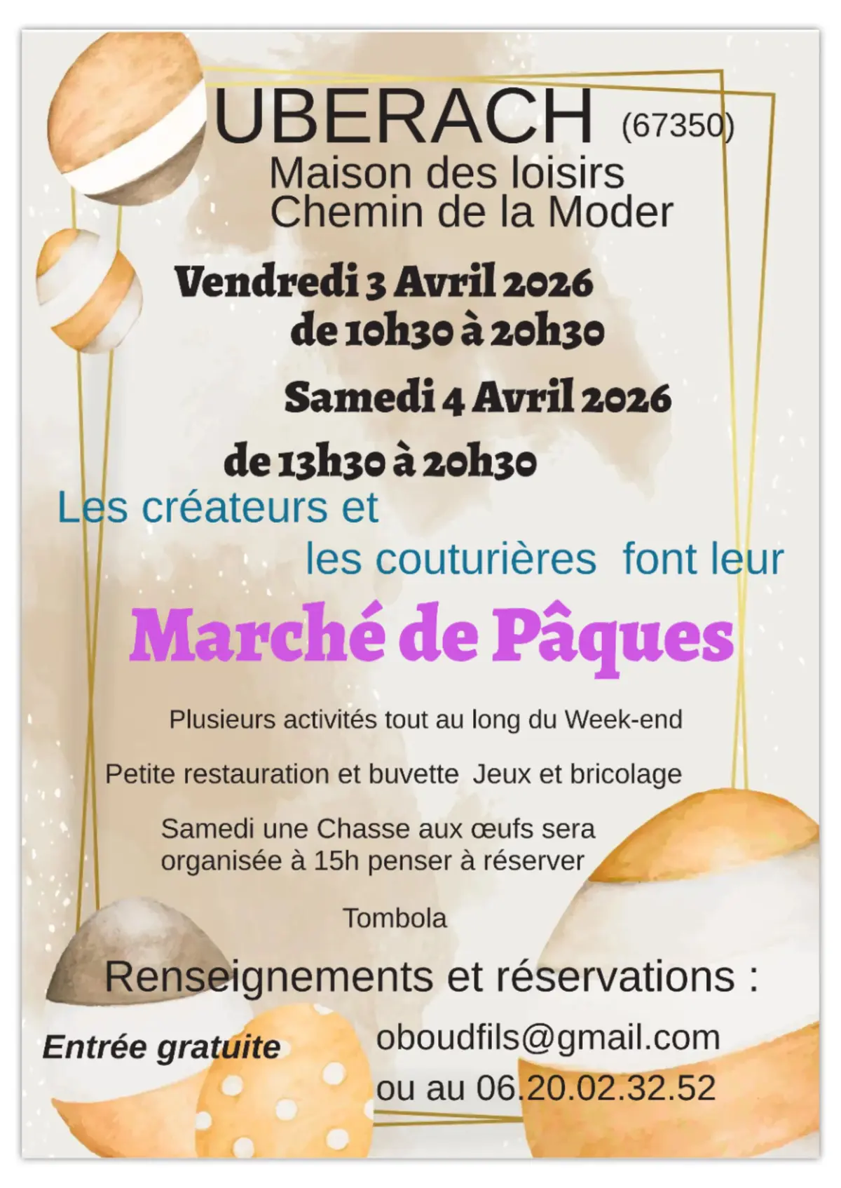 Marché des créateurs et Puces des couturières font leur  Marché de Pâques