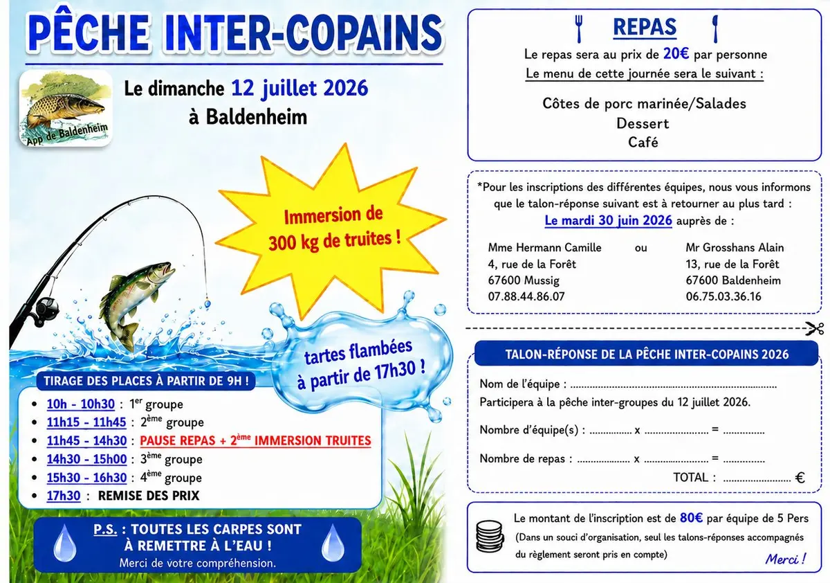 Pêche inter-copains le 12 juillet 2026