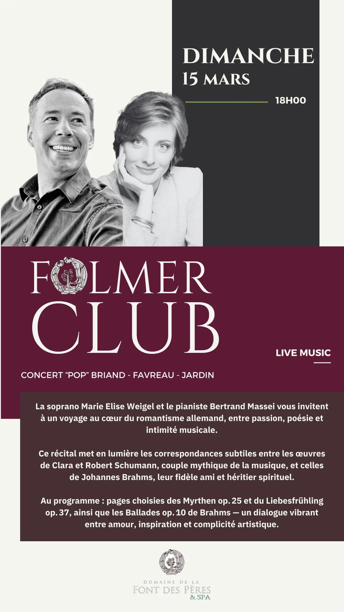 Concert  Clara  & Robert Schumann  – Brahms 