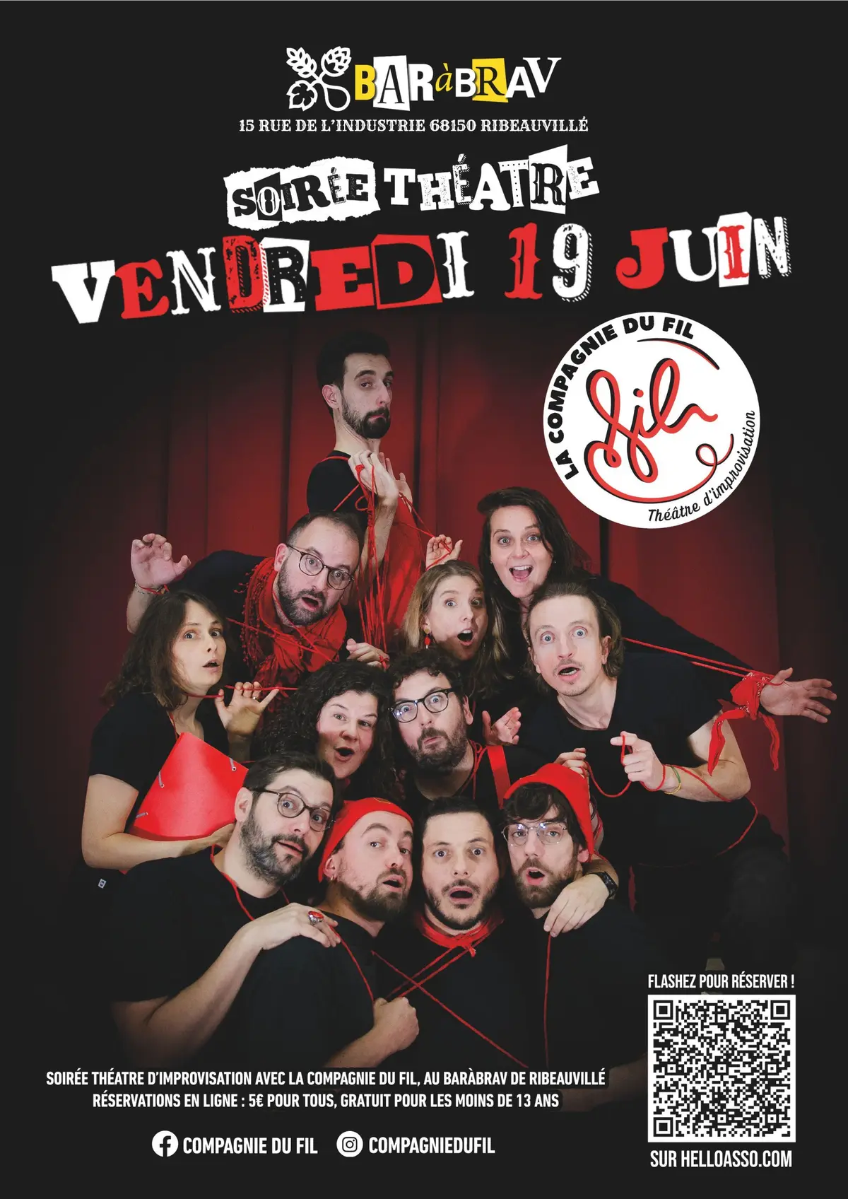 Improvisation théâtral - la Compagnie du fil - CABARET - A la Braav de Ribeau