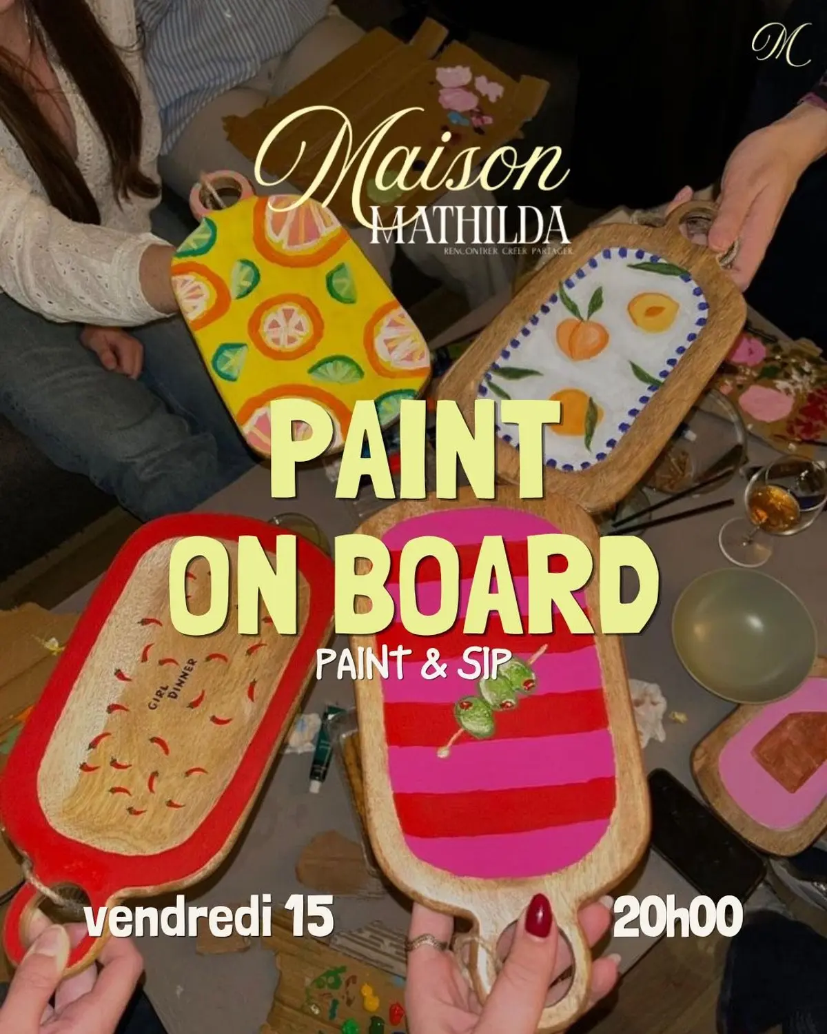 Atelier peinture sur planche en bois par Maison Mathilda au QG
