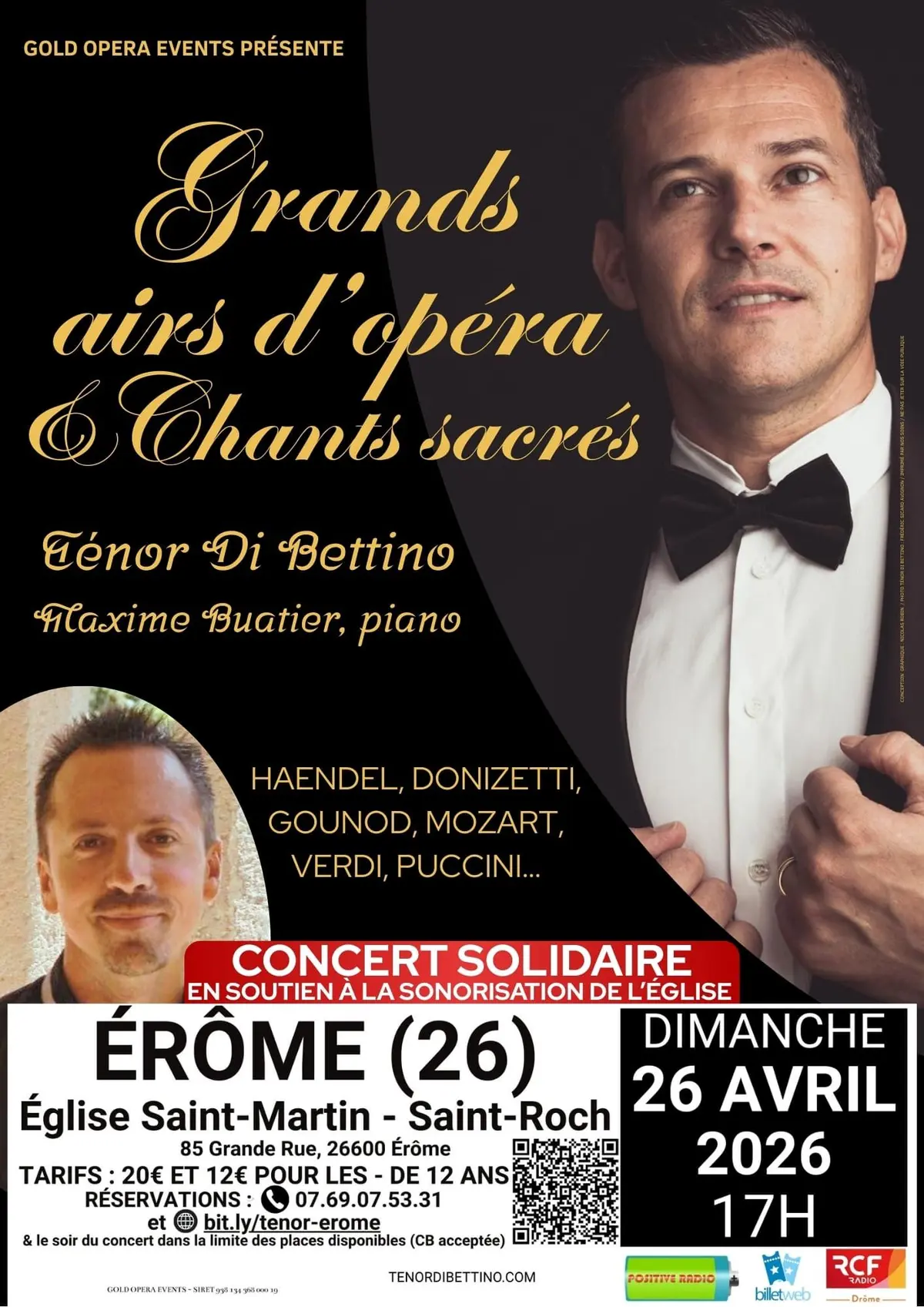 Concert solidaire Grands Airs d'Opéra et Chants Sacrés par le Ténor Di Bettino