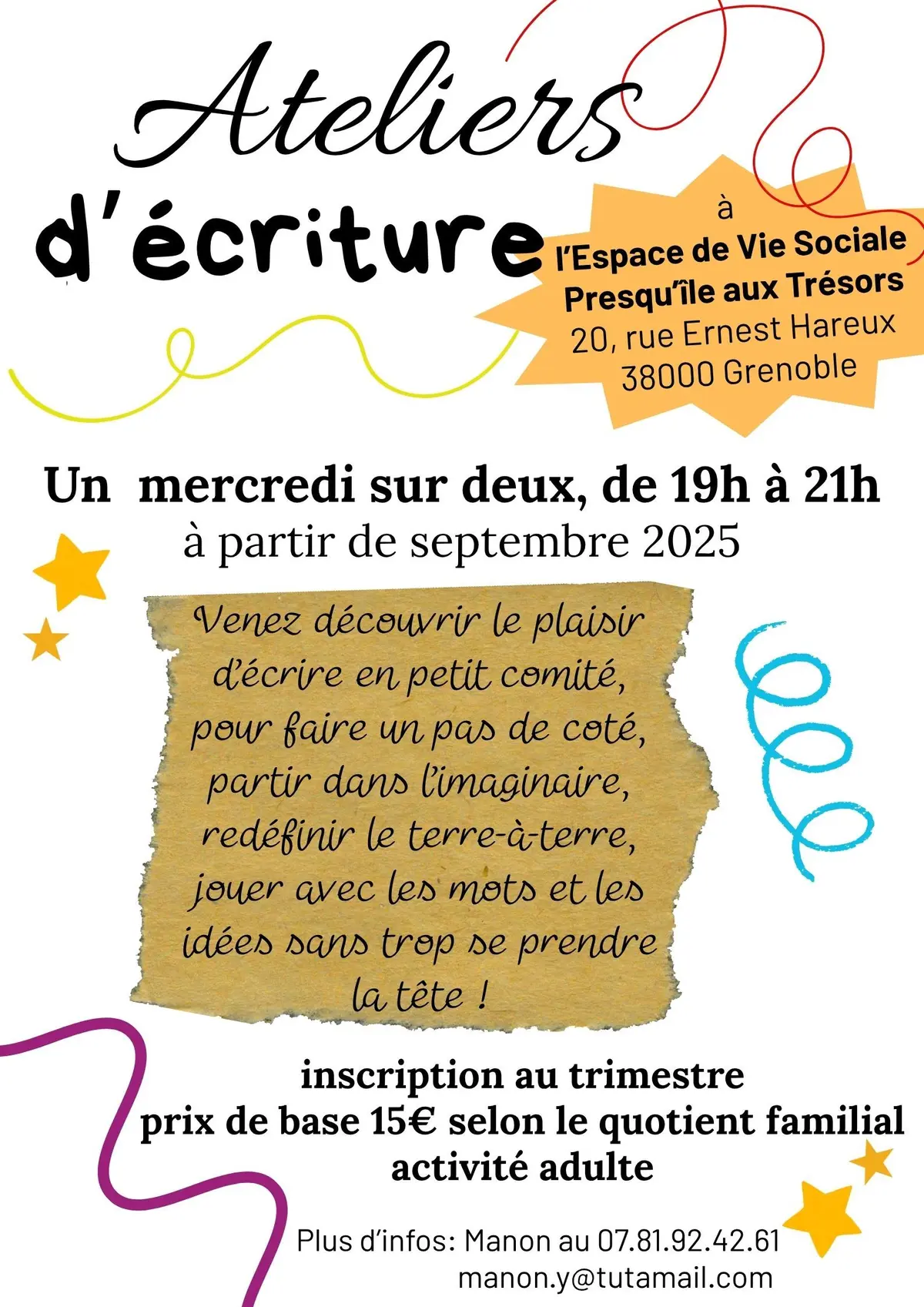 Ateliers d'écriture créative