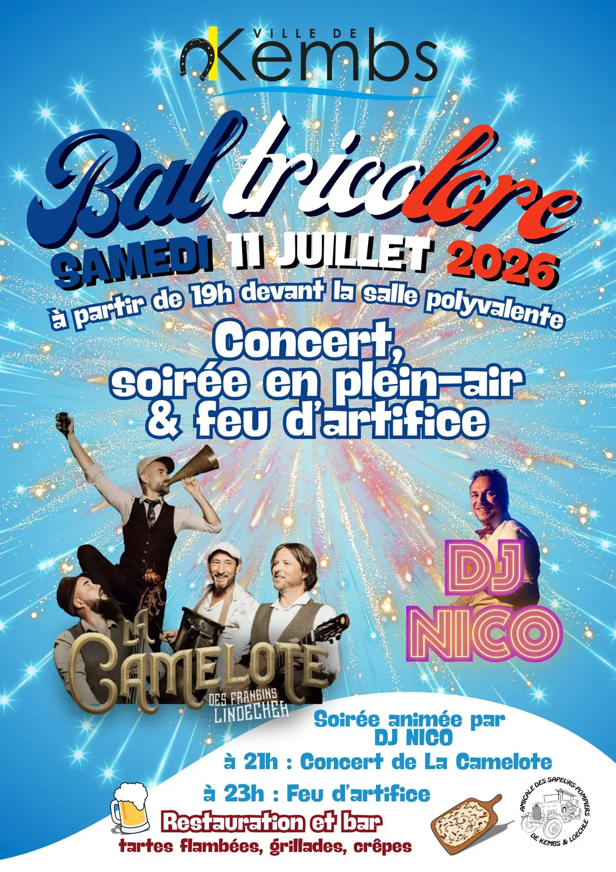 Bal tricolore et feu d'artifice