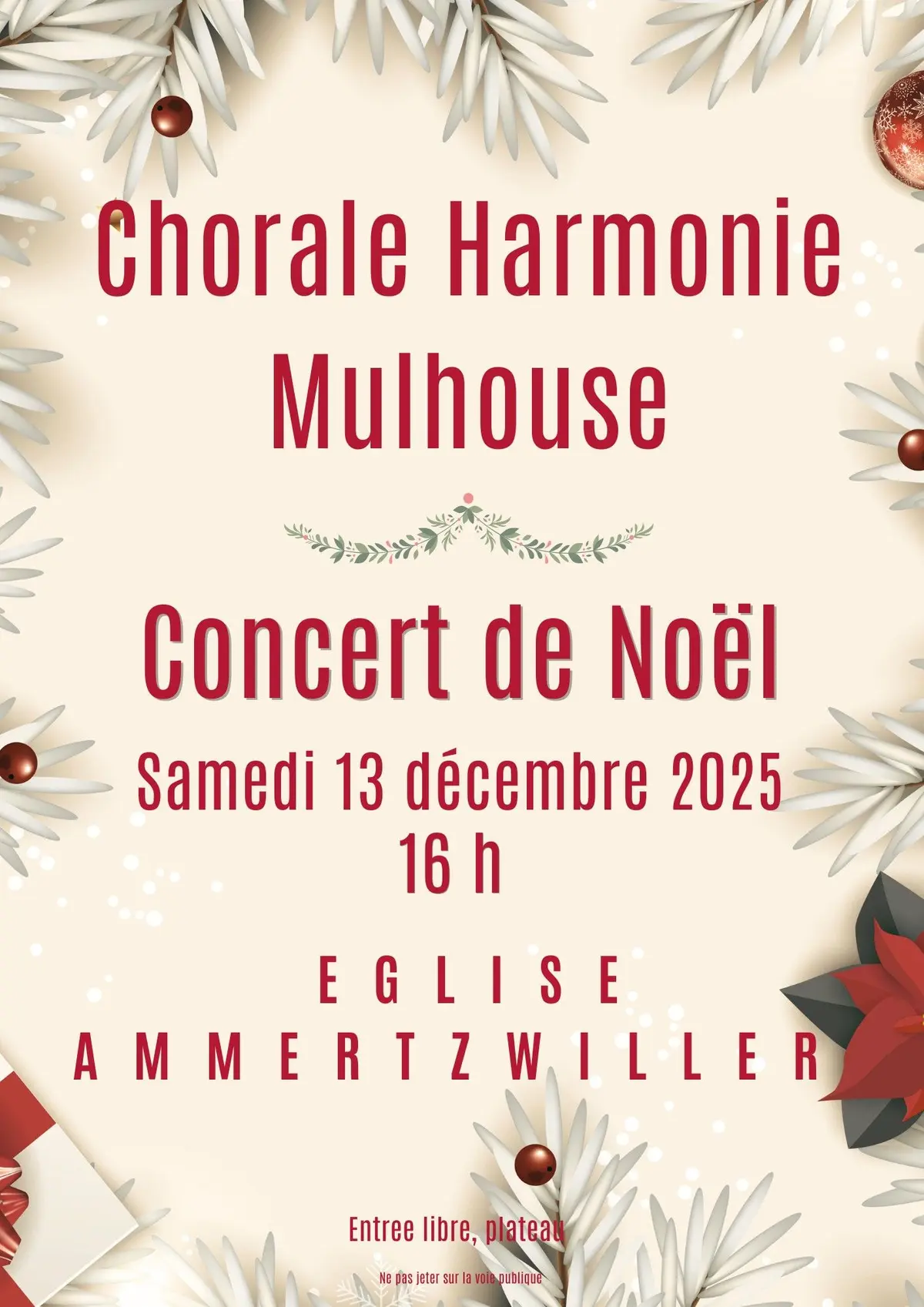 Concert de Noël 2025 de la Chorale Harmonie