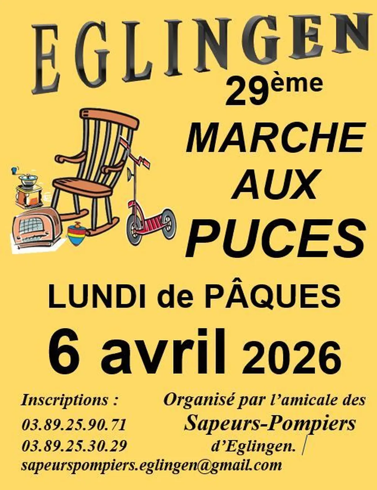 Marché aux puces 2026 organisé par l'amicale des sapeurs pompiers d'Eglingen