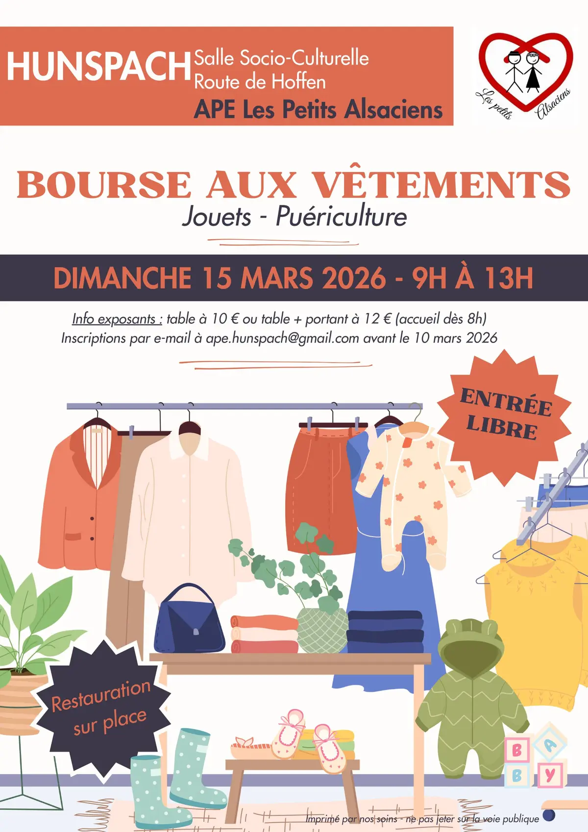 Bourse aux vêtements, jeux, jouets, puériculture