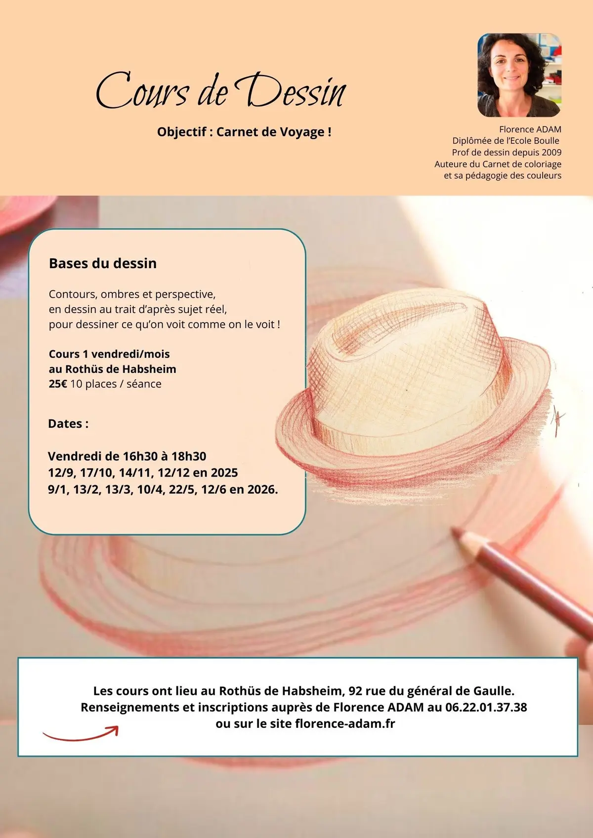 Cours de dessin - Carnet de voyage - un vendredi soir/mois 16h30-18h30