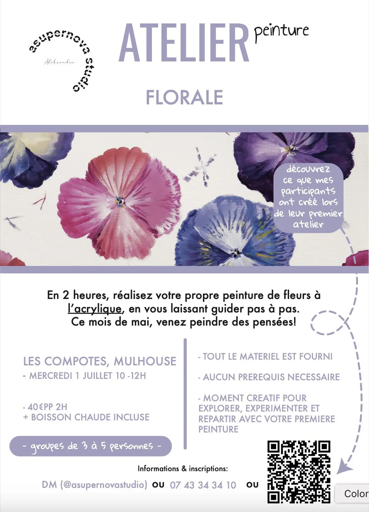 Atelier de peinture florale à l’acrylique – Fleurs de saison