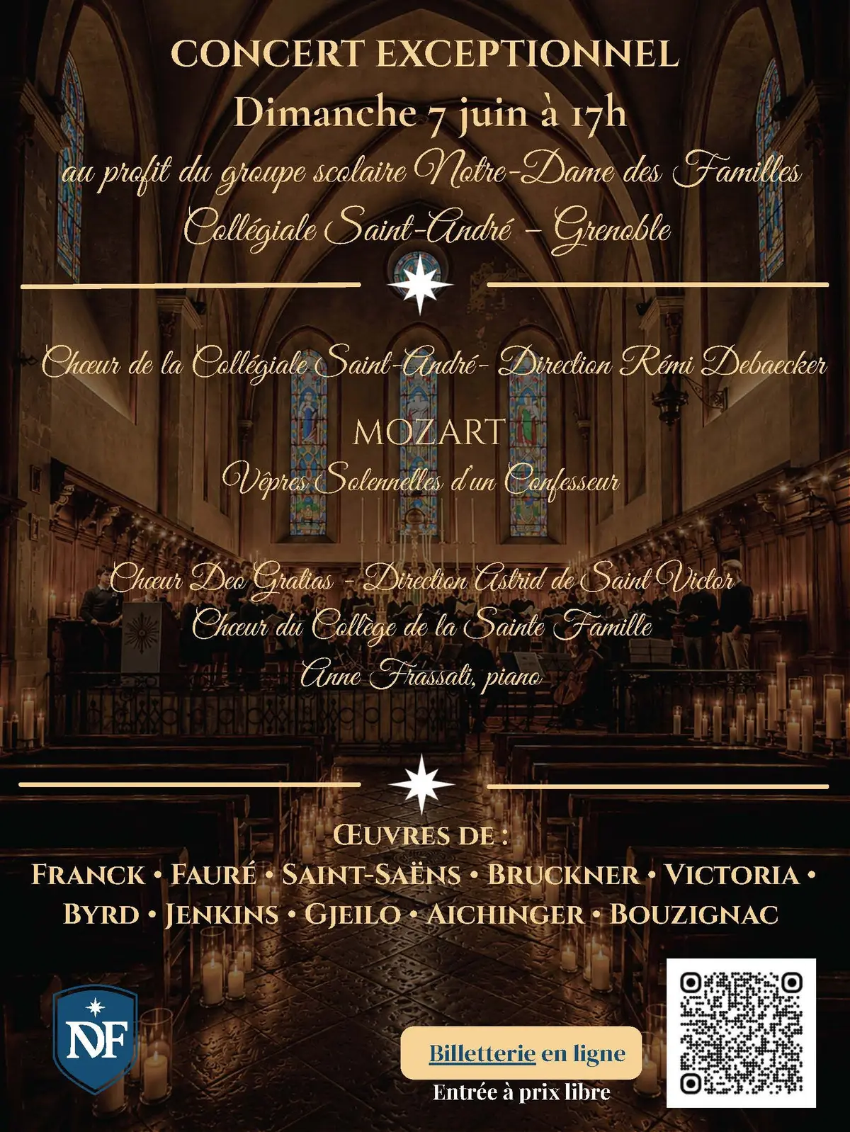 Concert de musique sacrée à la Collégiale Saint André : MOZART, Franck, Victoria
