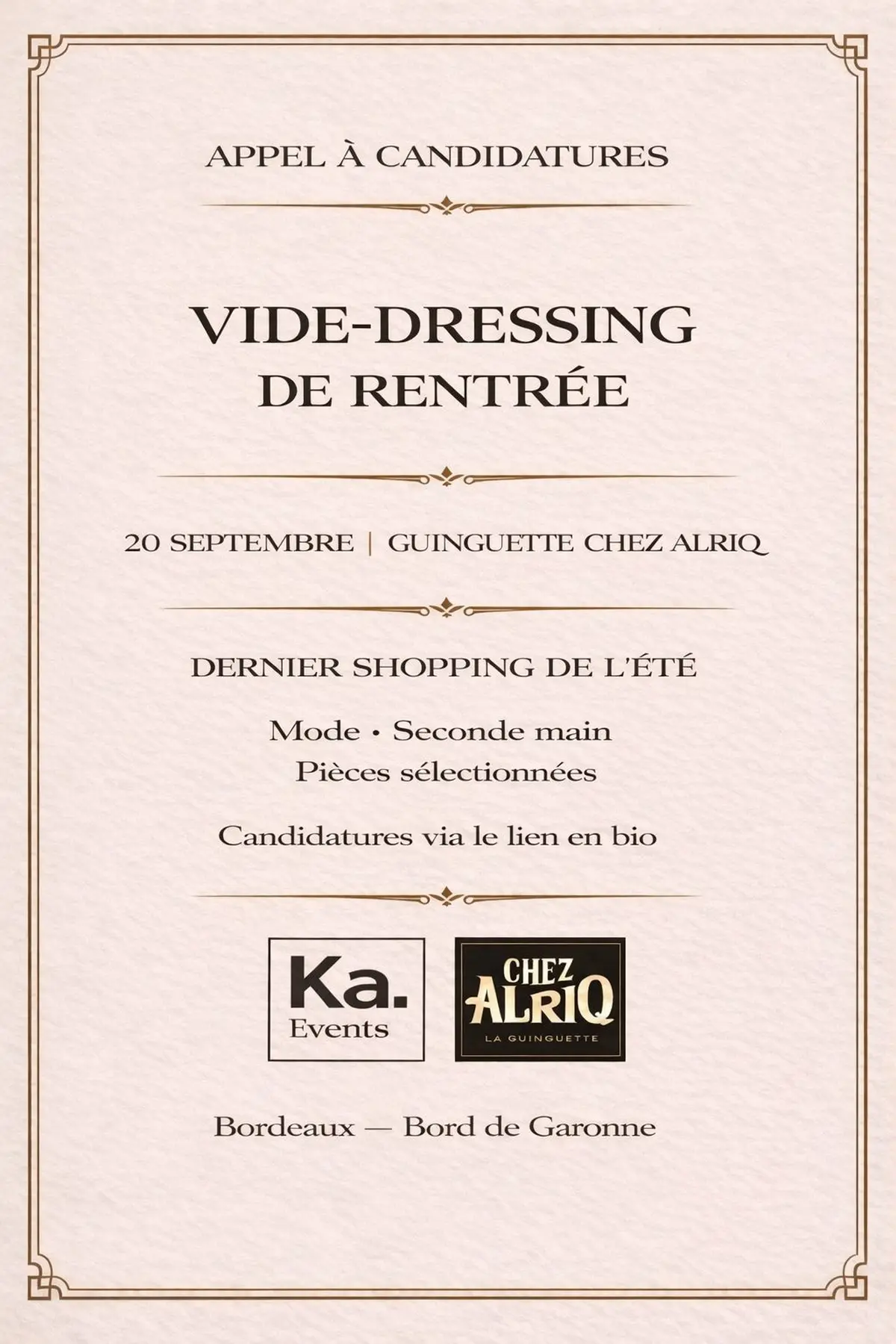 Appel à candidatures — Dernier Shopping de l’Été, 20 septembre à Bordeaux