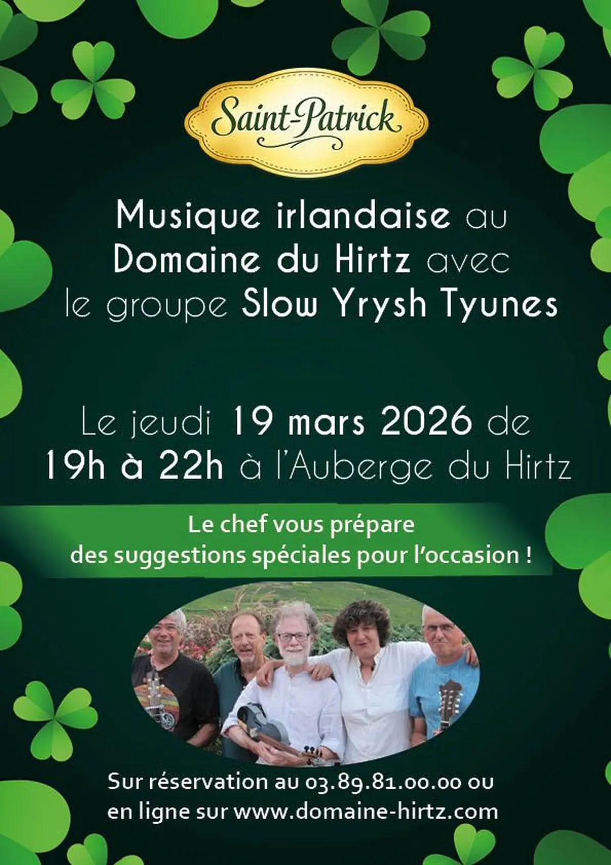 Soirée Saint-Patrick à l'Auberge du HIRTZ
