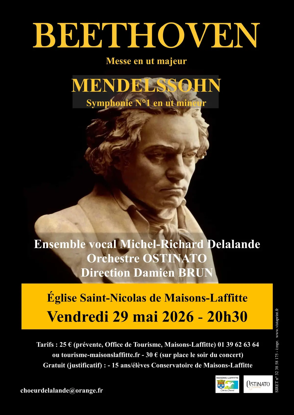 Concert: Beethoven, Messe en ut majeur, Mendelssohn, Symphonie n.1
