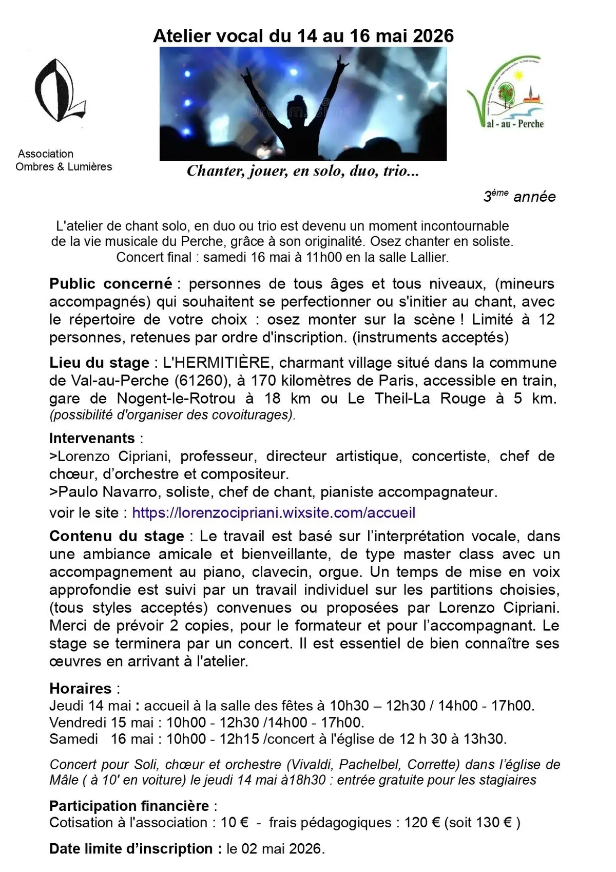 Atelier de chant : Chanter en Solo, Duo, à l'ascension