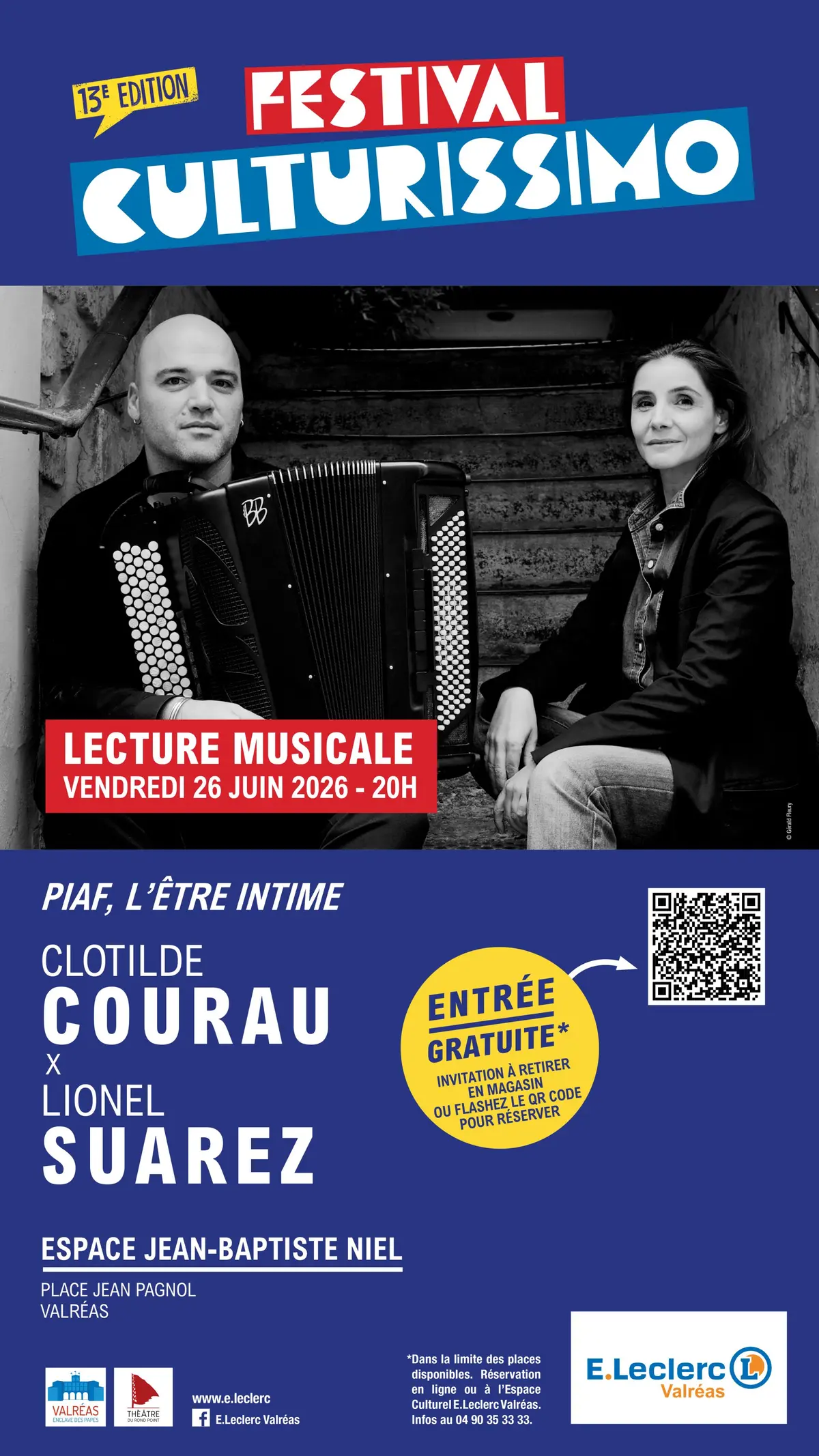Festival Culturissimo - Lecture musicale de Clotilde Courau x Lionel Suarez
