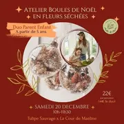Atelier Parent Enfant - Boules de Noël en fleurs séchées à la Cour de Maëline