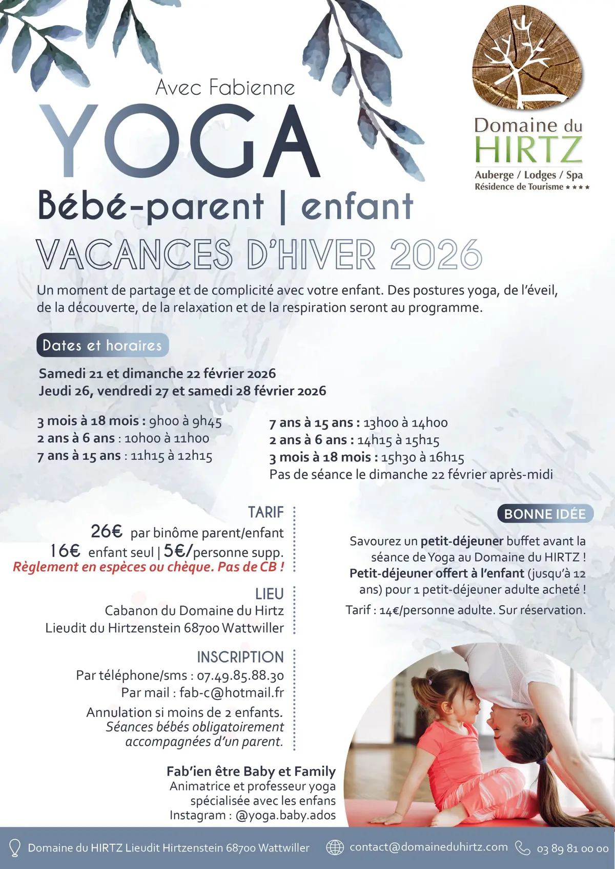 Séances yoga bébé-parent et enfant au Domaine du Hirtz