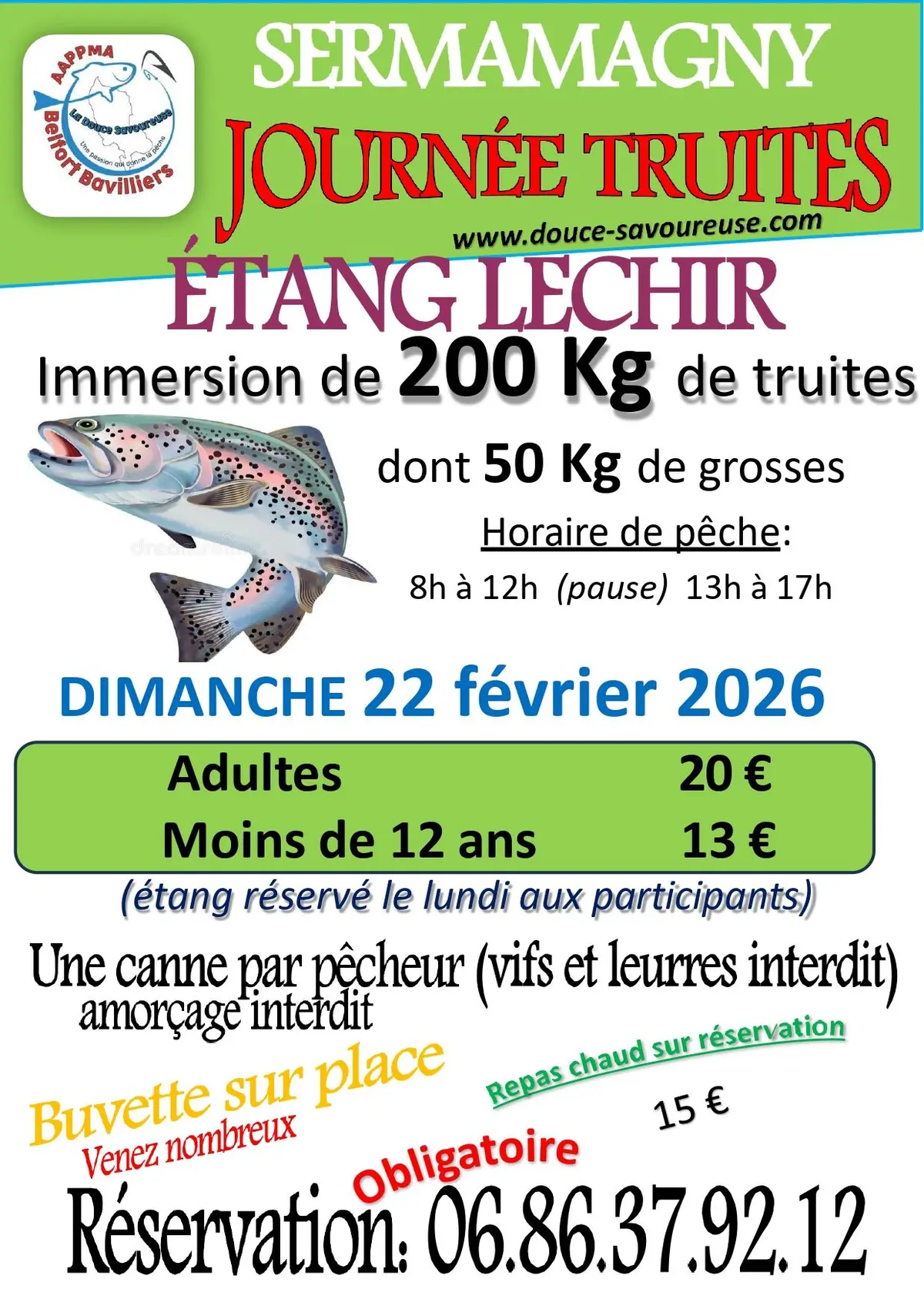 Journée pêche à la truite 22 février 2026 Etang Lechir Semamagny