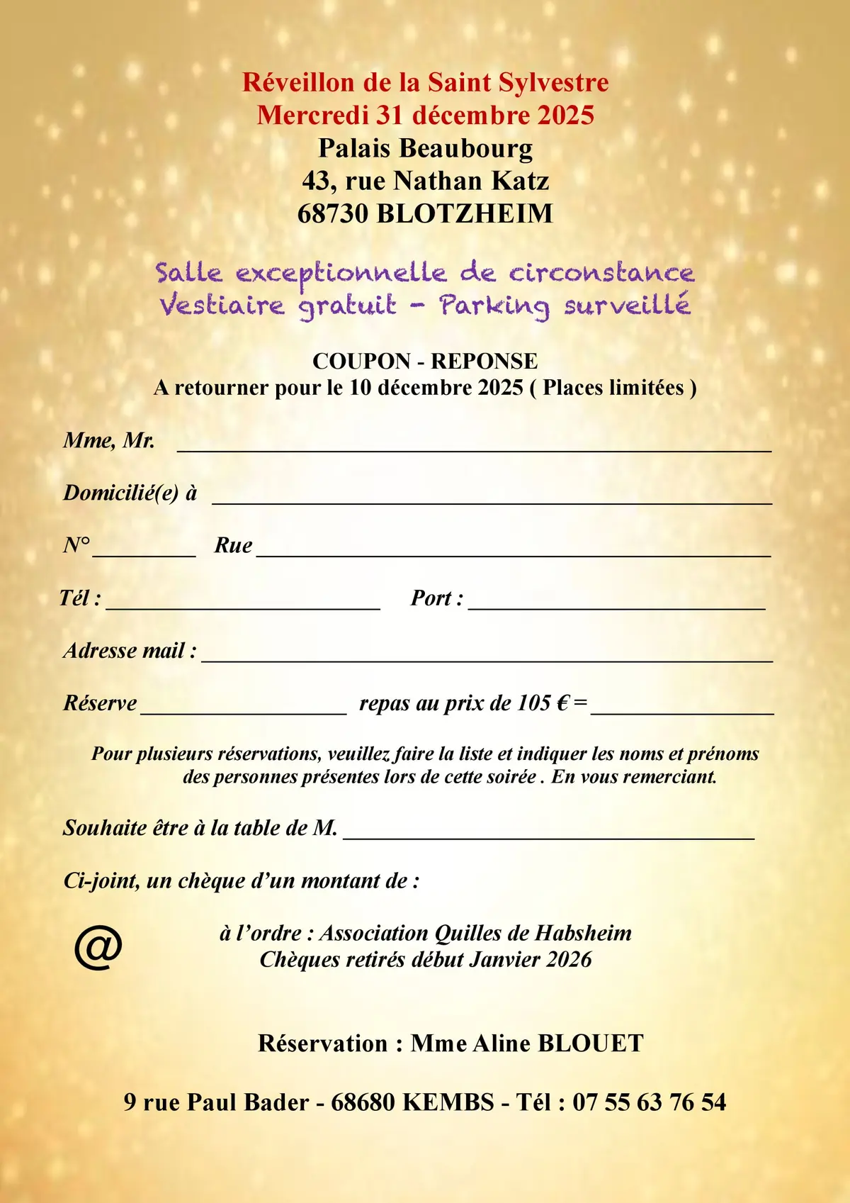 Réveillon 2025 - BLOTZHEIM 