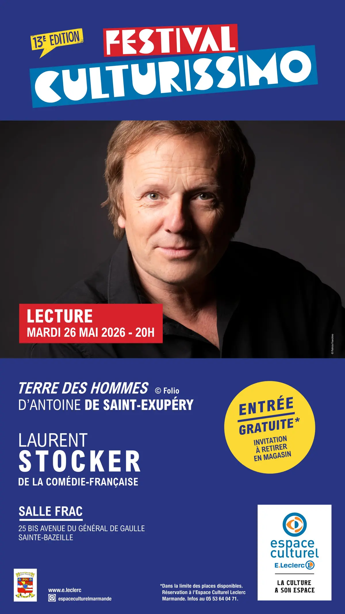 Festival Culturissimo - Lecture de Laurent Stocker