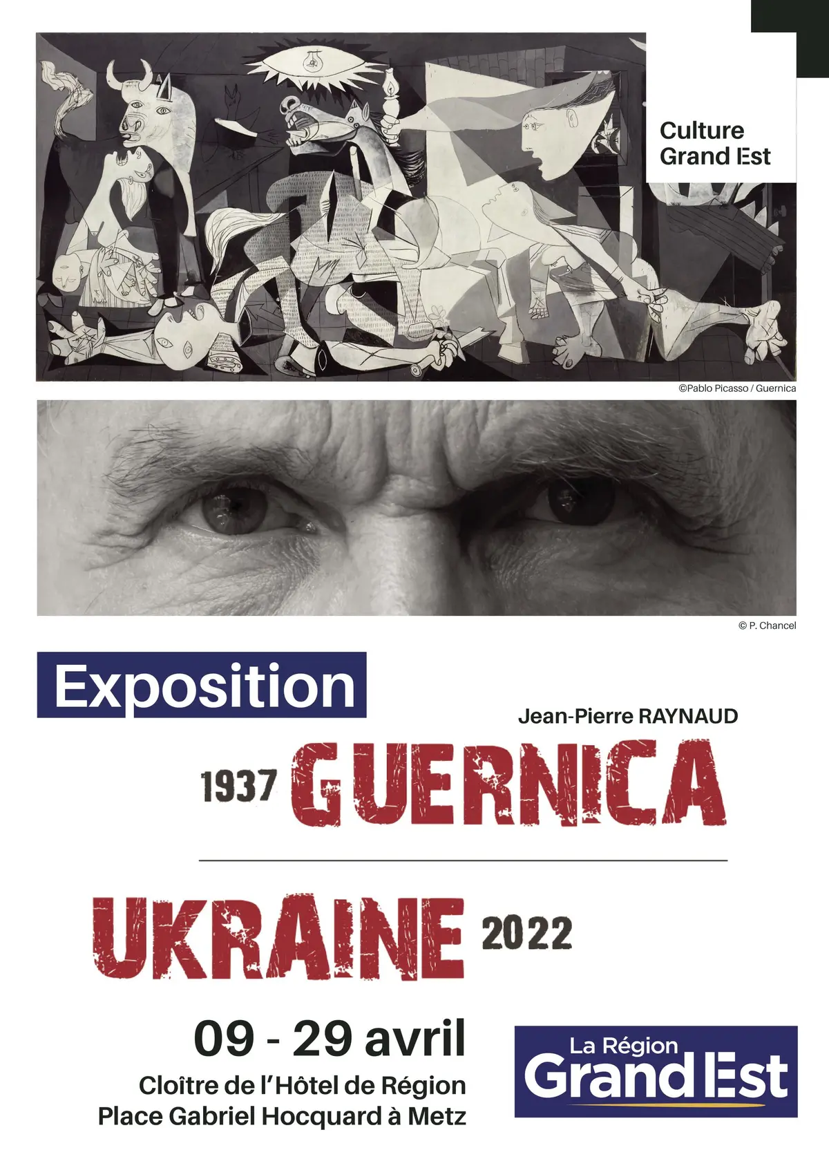 Installation de l'oeuvre Guernica/Ukraine à Metz