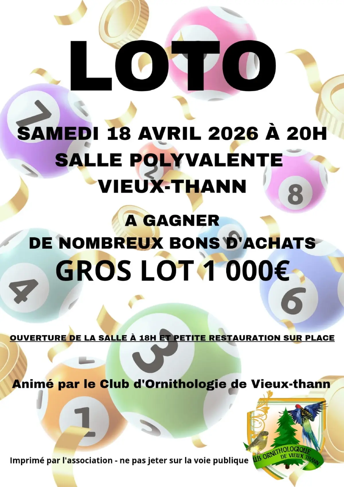 Grand Loto du Club Ornithologique de Vieux - Thann